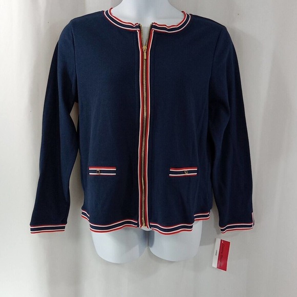 cathy daniels Jacket Women's Size Large Red Whit Blue Striped * - Picture 2 of 14